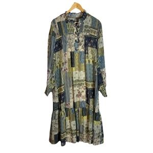 Double D Ranch size XL Maxi Dress Western wear floral mixed print long sleeve‎
